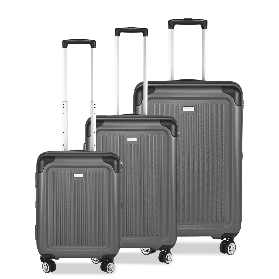 Stripe - Koffer-Set 3-teilig M, TSA graphit Hartschalen-Koffer 4 Schloss, L), (S, robust besonders Rollen