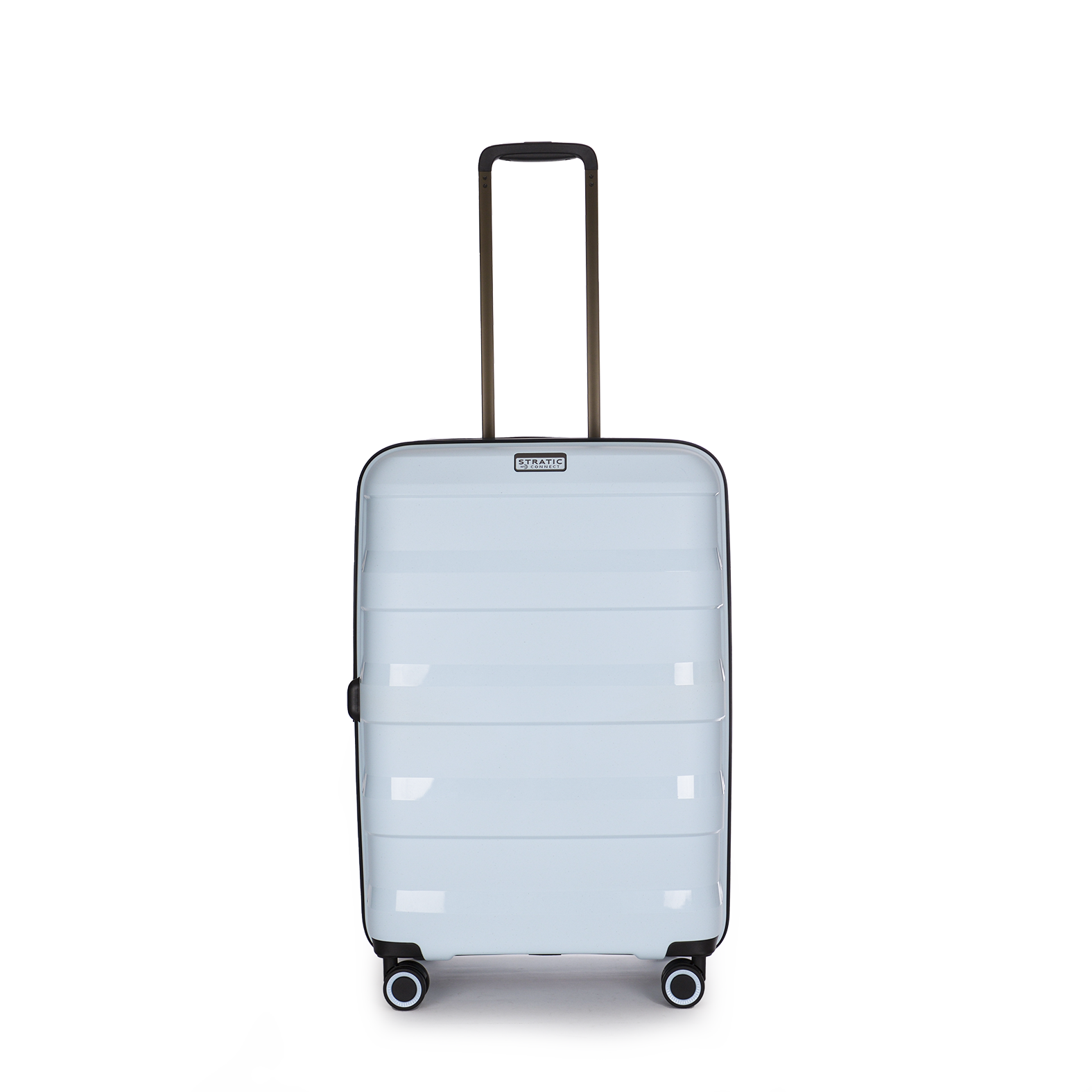 Straw + - Hartschalen Koffer M (65 cm), 4 Doppelrollen, TSA Schloss,  Reißverschlussvariante, Erweiterungsfalte pastel blue