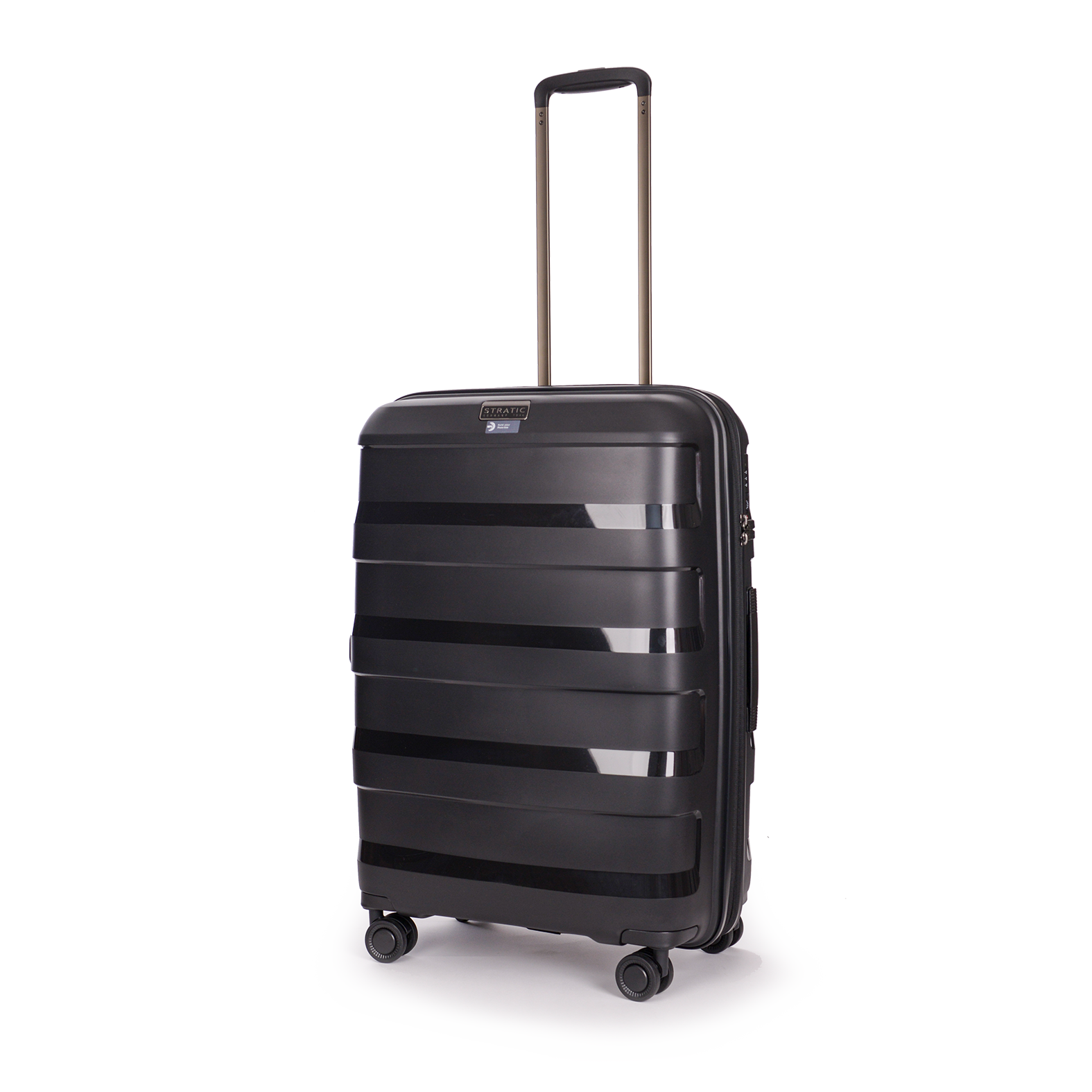 Straw + - Hartschalen Koffer M (65 cm), 4 Doppelrollen, TSA Schloss,  Reißverschlussvariante, Erweiterungsfalte black